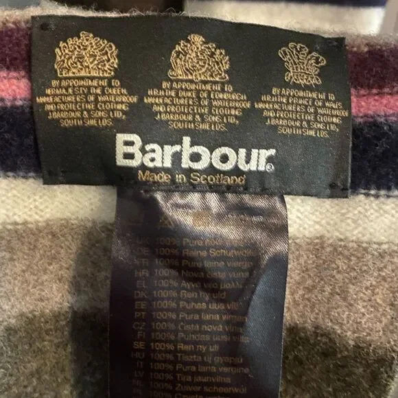 Barbour made in Scotland lambswool striped scarf - Picture 2 of 2